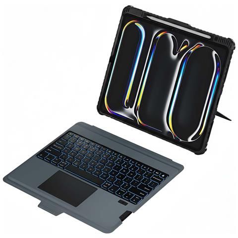 Custodia Con Tastiera E Paraurti Per Ipad Pro 13"" 2024 Retroilluminato, Nero - Foto 5