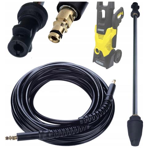 Tubo Alta Pressione 10m Click-click Compatibile Con Idropulitrice Kärcher K2-k7 + Lancia Turbodisca Metallica - Resistente E Flessibile, 180 Bar, 60°c - Foto 1
