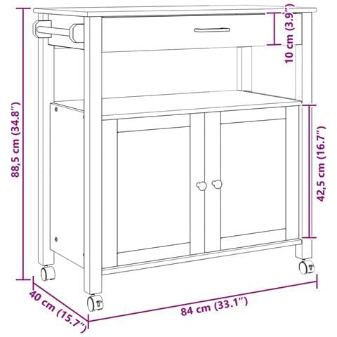 Carrello da Cucina MONZA Nero 84 x 40 x 88,5 cm - Foto 9
