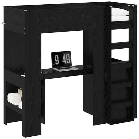 Struttura letto a castello con scrivania Rovere Nero - Foto 1