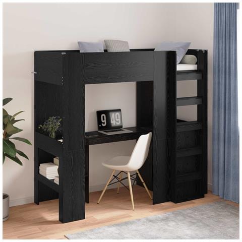 Struttura letto a castello con scrivania Rovere Nero - Foto 2