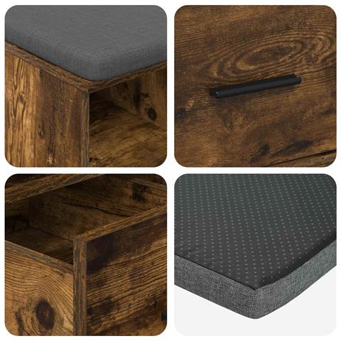 Panca per ingresso Quercia Affumicata 60 x 38 x 46 cm - Foto 9