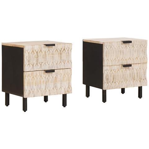 Armadio da Notte con cassetto 2 pcs Bianco 40 x 33 x 46 cm - Foto 1