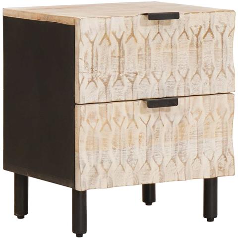 Armadio da Notte con cassetto 2 pcs Bianco 40 x 33 x 46 cm - Foto 2