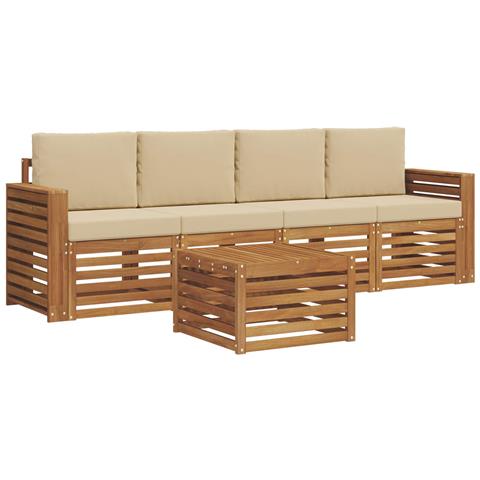 Set divani Naturale e Beige Legno di Acacia Massello - Foto 1