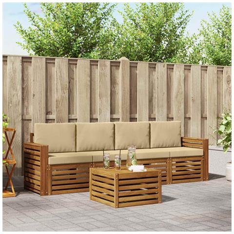 Set divani Naturale e Beige Legno di Acacia Massello - Foto 2