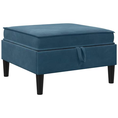 Pouf con Storage Blu Velluto - Foto 1