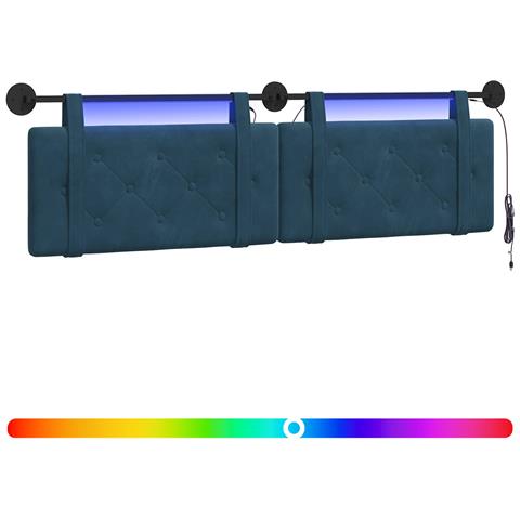 Testiera sospesa Con luce LED Blu Velluto - Foto 1