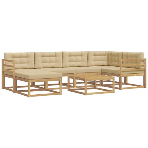 Set di divani da esterno 7 pcs Bianco e Beige - Foto 1