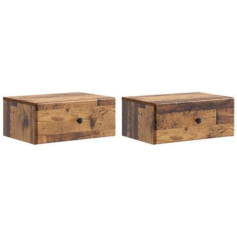 Mobiletto da notte a muro 2 pcs Legno antico 49 x 34,5 x 20 cm - Foto 1