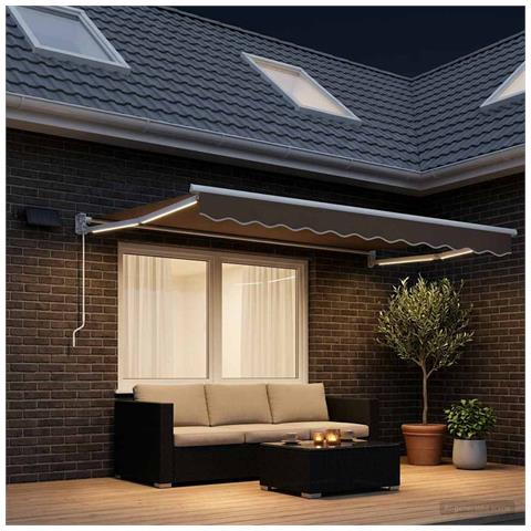 Tenda retrattile manuale con LED Tortora - Foto 2