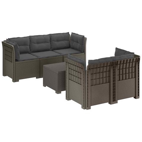 Divano da Giardino 5 Posti con Cuscini Stile Rattan PP - Foto 1
