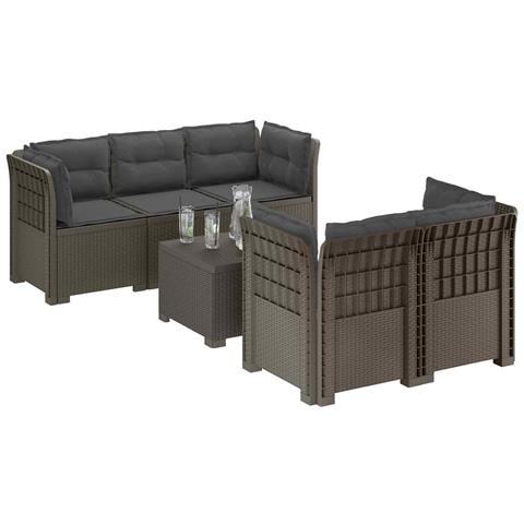 Divano da Giardino 5 Posti con Cuscini Stile Rattan PP - Foto 2