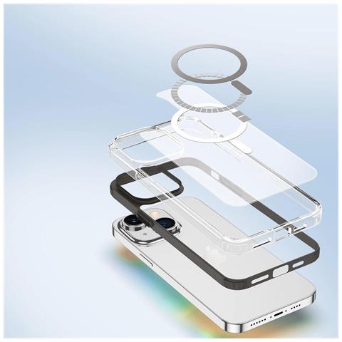Clin2 Custodia Iphone 14 Plus Con Copertura Magnetica Magsafe Grigia - Foto 2