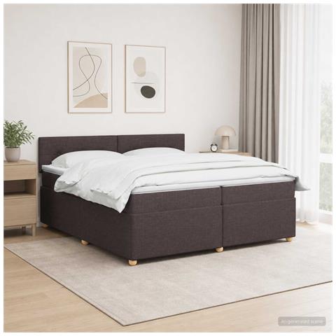 Letto box spring con materasso Marrone Scuro 200 x 200 cm - Foto 2
