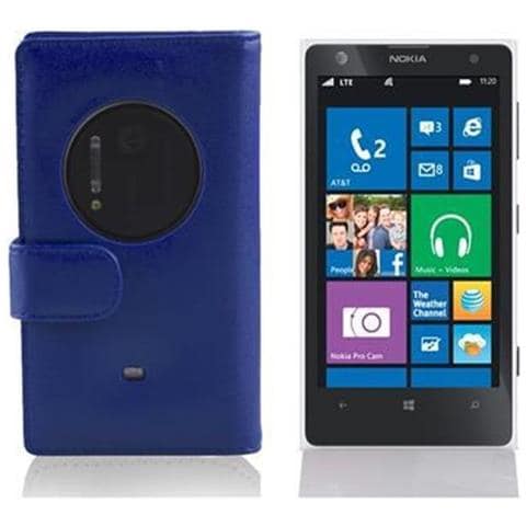 Custodia Compatibile Con Nokia Lumia 1020 In Blu Di Perisa - Coperchio Protettivo In Similpelle Liscia E Tasca Per Carte Di Credito - Foto 2