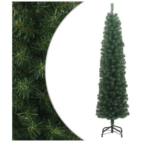 Albero di Natale Artificiale Sottile con Base Verde 180 cm PVC - Foto 1
