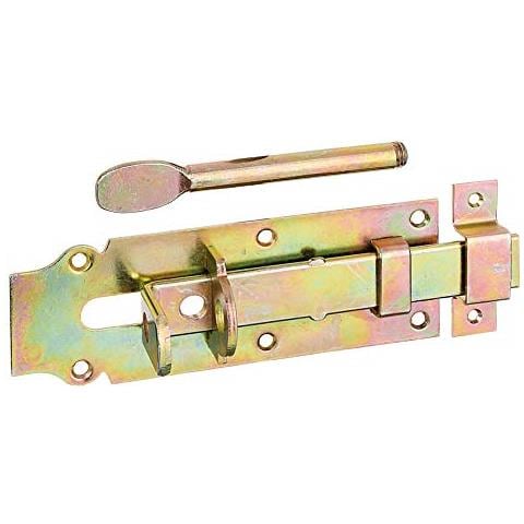 , 117.160, Catenaccio Per Stalle, Chiudibile Con Lucchetto, Diritto, Con Guida Asta Fissata, Superficie Galvanizzata Gialla, 180 Mm X 64, 180 X 64 Mm - Foto 1