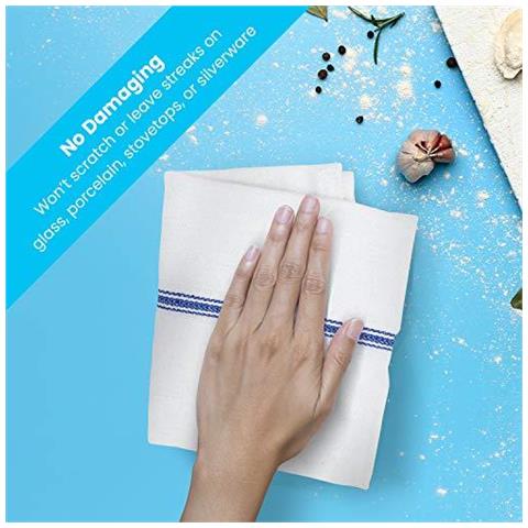 Classic White Asciugamani Da Cucina -15 Pack - 100 Cotone Naturale Strofinacci 36 X 64 Cm Fare Grandi Bar Asciugamani - Foto 4