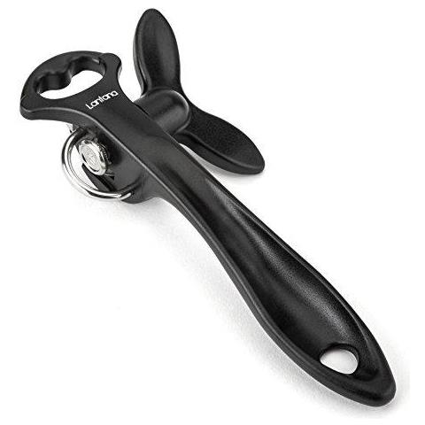 2 In 1 Di Sicurezza Bordo Liscio Tin Can Opener Bottle Opener - Nero Acciaio Inossidabile - Foto 1