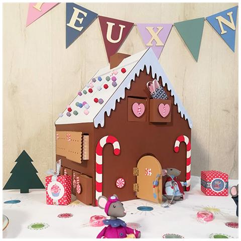 Calendario Dell'avvento In Legno Casa Di Marzapane 33 X 26 X 23 Cm - Foto 1