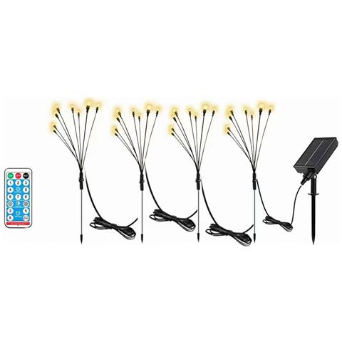 Luci Firefly Ad Energia Solare 10 Led Confezione Da 4 Bianco Caldo - Foto 1
