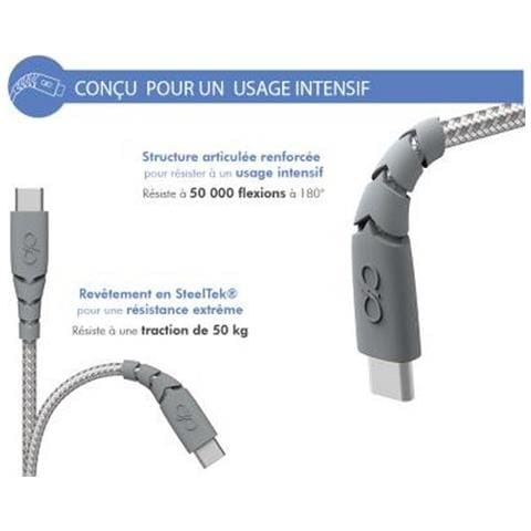 Cavo Usb C/usb C Ultra Rinforzato 1,2 M 3 A Grigio, Grigio - Foto 3