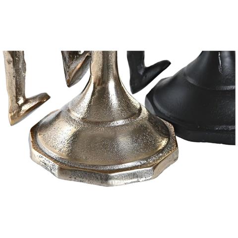 Candelabro Dkd Home Decor 12 X 10 X 27 Cm Champagne Nero Alluminio Moderno (2 Unità) - Foto 2