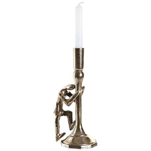 Candelabro Dkd Home Decor 12 X 10 X 27 Cm Champagne Nero Alluminio Moderno (2 Unità) - Foto 4