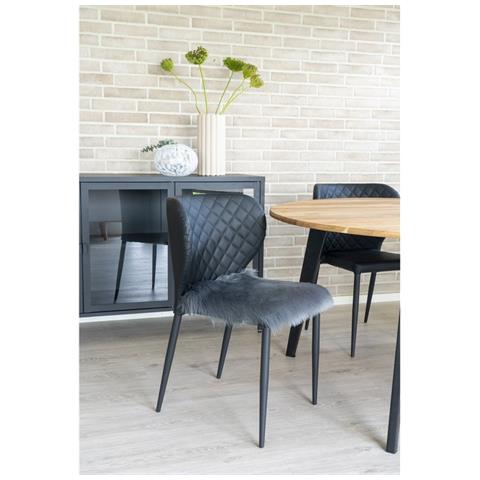 Pouf Lambskin - Grigio - Poliestere - 40x40x6,5 Cm - Foto 2