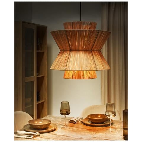 Lampadario Telamba Vimini Naturale - Foto 1