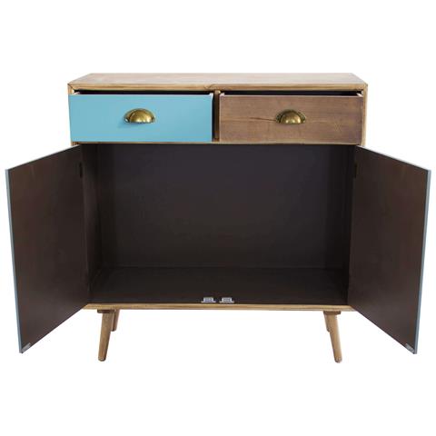 Mobiletto In Legno Con 2 Cassetti E 2 Ante Colorati 80x35xh83 Cm Surry - Foto 2