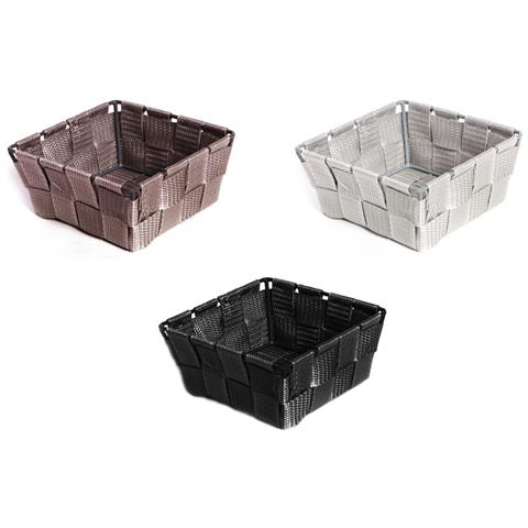 Contenitore Rattan Decorativo Cestino Portaoggetti 14x14x6 Vari Colori 14x14x6 Nero - Foto 2