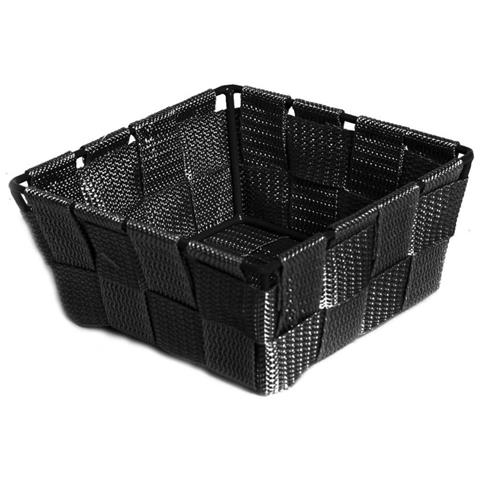 Contenitore Rattan Decorativo Cestino Portaoggetti 14x14x6 Vari Colori 14x14x6 Nero - Foto 1