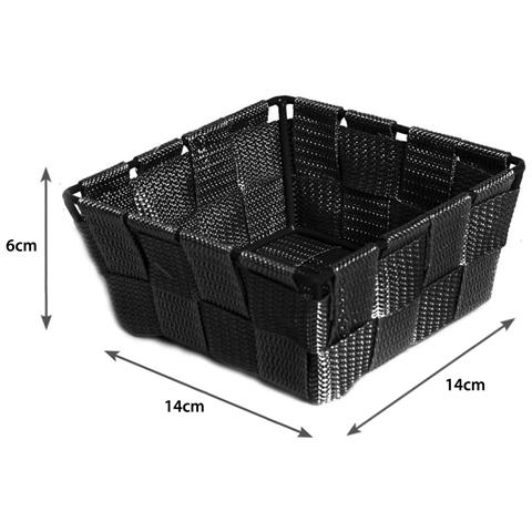 Contenitore Rattan Decorativo Cestino Portaoggetti 14x14x6 Vari Colori 14x14x6 Nero - Foto 3