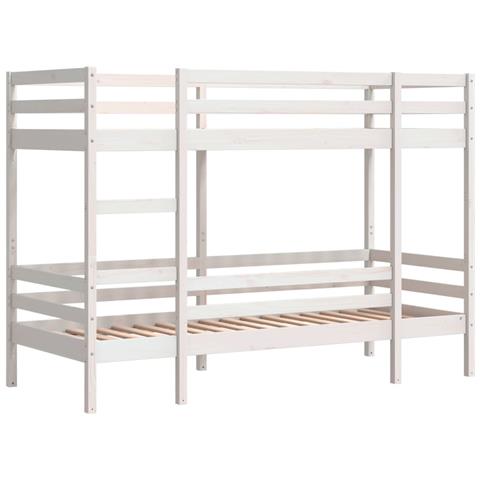 Letto A Castello Bianco 80x200 Cm In Legno Massello Di Pino - Foto 3