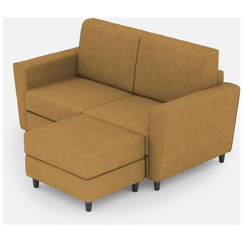 Divano Yasel 2 Posti Medio (due Sedute Da 70cm) + Pouf Misure Esterne L. 172 P. 145 Colore Ocra - Foto 1