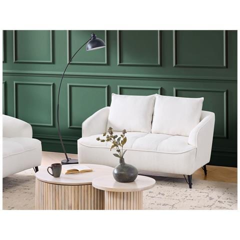 Divano 2 Posti Hobro Bouclé Bianco - Foto 1