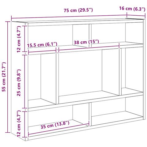 Mensola a Muro Legno Antico 75x16x55 cm in Legno Multistrato - Foto 2