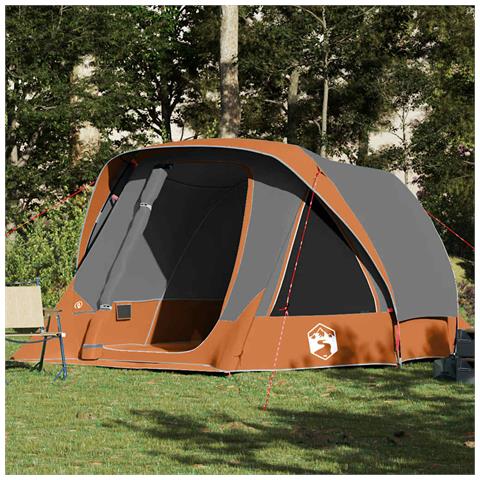 Tenda Familiare Cabina 6 Persone Grigia Arancione Impermeabile - Foto 1