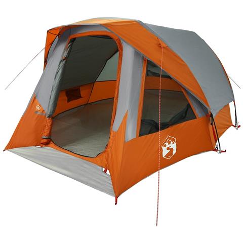 Tenda Familiare Cabina 6 Persone Grigia Arancione Impermeabile - Foto 2