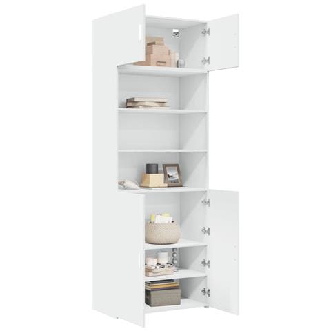 Mobile Portaoggetti Bianco 80x42,5x225 Cm In Truciolato - Foto 3