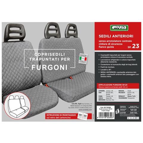 Coprisedile Lato Guida Per Furgoni Tg. Sp23 Tess. Cotone Trapuntato Grigio - Foto 2