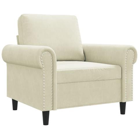 Poltrona Crema 60 Cm Velluto - Foto 2