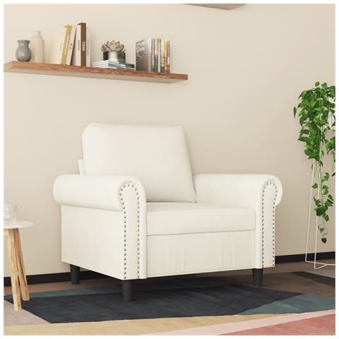 Poltrona Crema 60 Cm Velluto - Foto 3