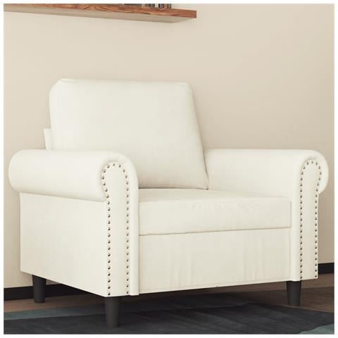 Poltrona Crema 60 Cm Velluto - Foto 1