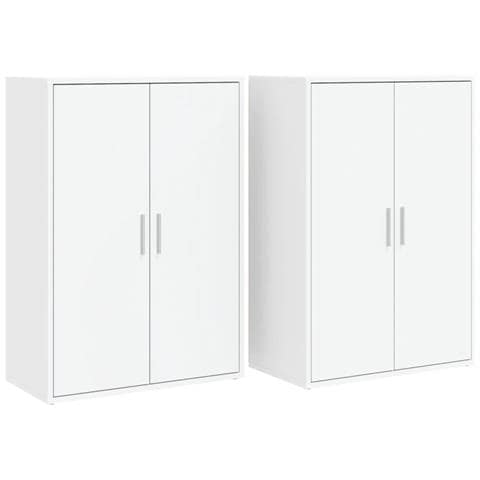 Credenze 2 Pz Bianche 60x31x84 Cm In Legno Multistrato - Foto 2