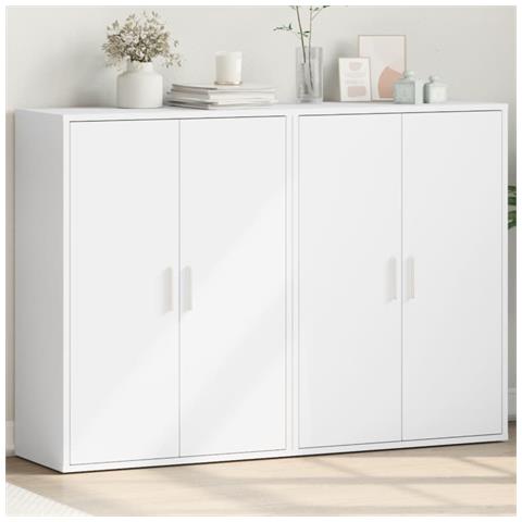 Credenze 2 Pz Bianche 60x31x84 Cm In Legno Multistrato - Foto 1