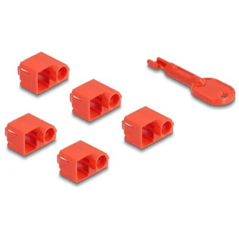 20929 Clip Sicura Bloccaporte + Chiave Rj-45 Rosso Plastica 11 Pz - Foto 1