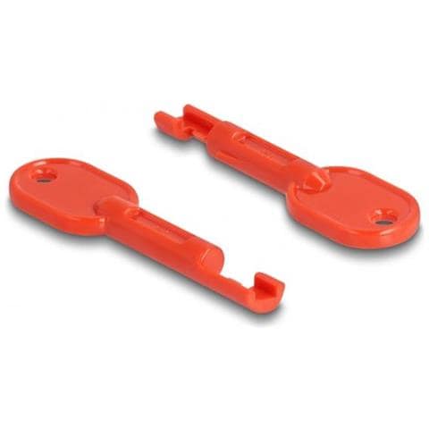 20929 Clip Sicura Bloccaporte + Chiave Rj-45 Rosso Plastica 11 Pz - Foto 3